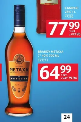 Brandy Metaxa 7* 40% promocja w Selgros