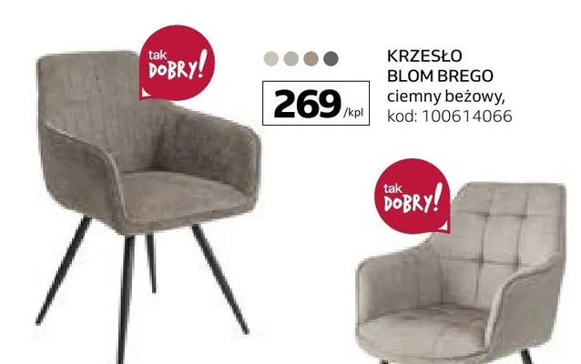Krzesło Blom Brego ciemny beżowy promocja w Komfort