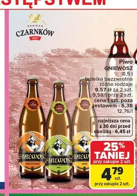 Piwo Gniewosz Bursztynowe promocja w Carrefour