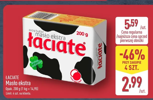 Masło ekstra Łaciate promocja w Aldi