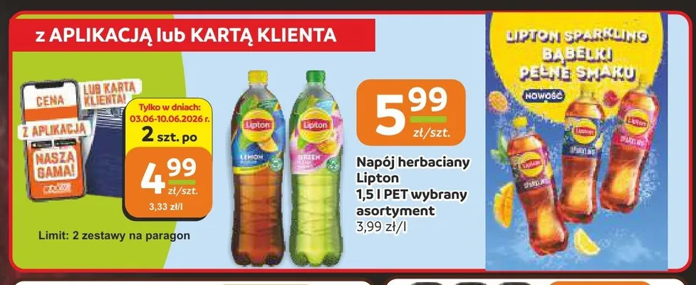 Napój herbaciany Lipton Lemon 1,5l PET promocja w Społem Częstochowa