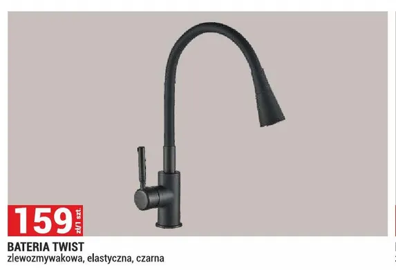 Bateria Twist zlewozmywakowa elastyczna czarna promocja w Merkury Market