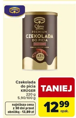 Czekolada do picia Krüger Premium 220g promocja w Carrefour Market