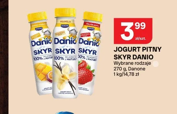 Jogurt pitny Skyr Danio truskawkowy promocja w Chorten