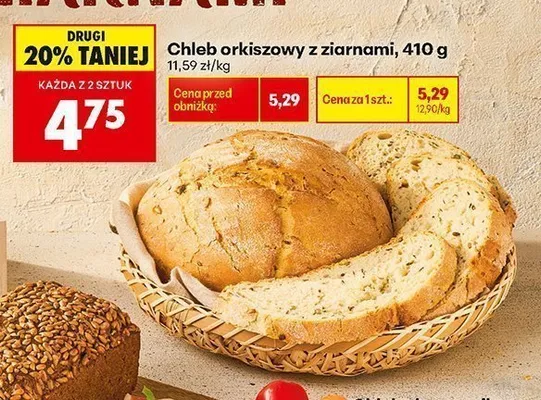 Chleb orkiszowy z ziarnami promocja w Biedronka
