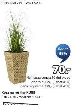 Kosz na rośliny KUBB S30 x D30 x W50cm promocja w Jysk
