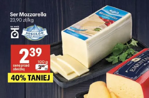 Ser Mozzarella Sokołów promocja w Delikatesy Centrum