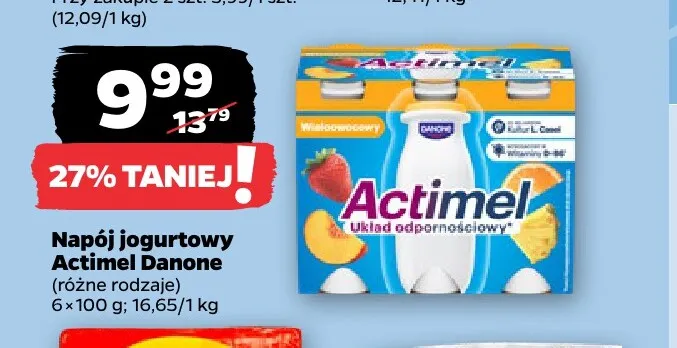Napój jogurtowy Actimel Danone 6-pak promocja w Netto