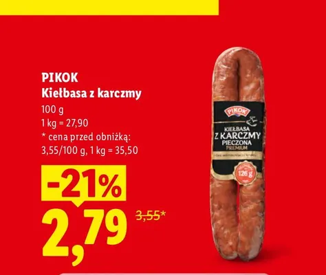 Kiełbasa z karczmy Pikok promocja w Lidl