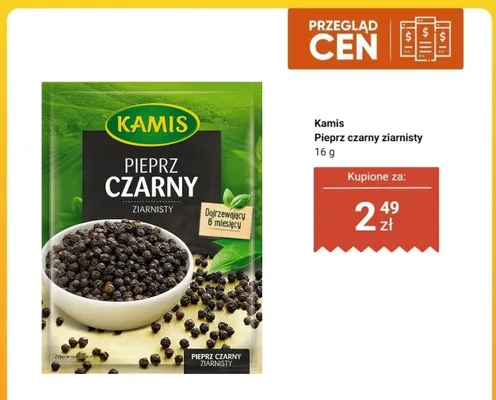Pieprz czarny ziarnisty Kamis promocja w Biedronka