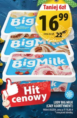 Lody Big Milk (cały asortyment) promocja w Arhelan