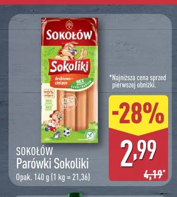 Parówki Sokoliki Sokołów promocja w Aldi