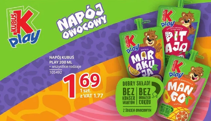 Napój kubuś play 200 ml promocja w Selgros