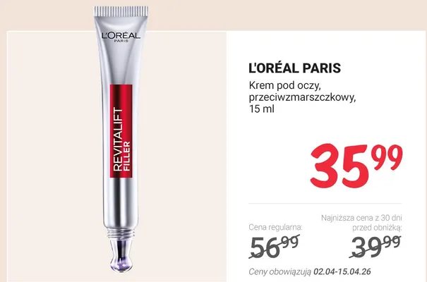 Krem pod oczy, przeciwzmarszczkowy promocja w Rossmann