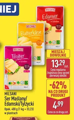 Ser edam plastry Milsani promocja w Aldi