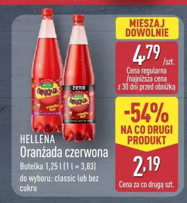 Oranżada czerwona Hellena classic promocja w Aldi