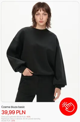 Czarna bluza basic Cropp promocja w Cropp