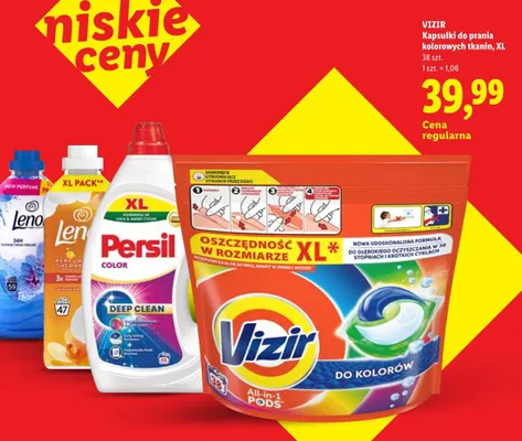 Kapsułki do prania kolorowych tkanin XL Vizir promocja w Lidl