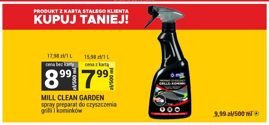 Spray preparat do czyszczenia grilli i kominków Mill Clean Garden promocja w Merkury Market