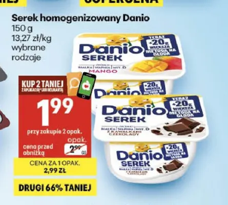 Serek homogenizowany Danio promocja w Delikatesy Centrum