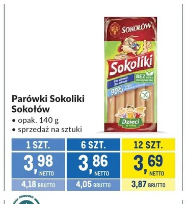 Parówki Sokoliki Sokołów promocja w Makro