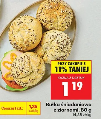 Bułka śniadaniowa z ziarnami promocja w Biedronka