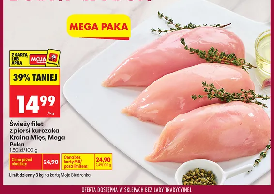 Świeży filet z piersi kurczaka Kraina Mięs Mega Paka promocja w Biedronka