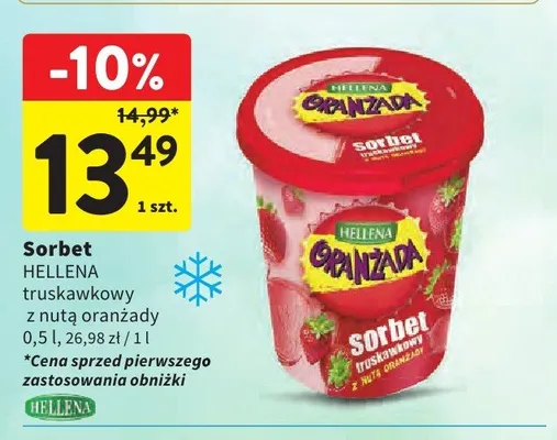 Sorbet Hellena truskawkowy z nutą oranżady promocja w Intermarche