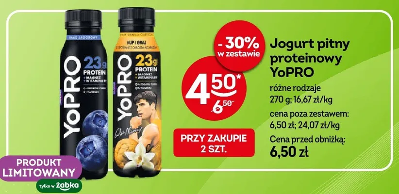 Jogurt pitny proteinowy YoPRO smak wanilia-ciasteczko promocja w Żabka