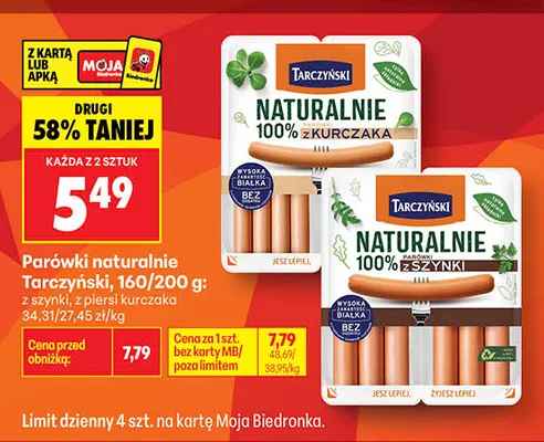 Parówki naturalnie z szynki Tarczyński promocja w Biedronka