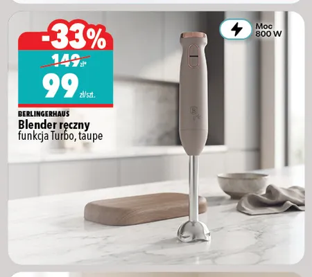 Blender ręczny funkcja Turbo taupe BerlingerHaus promocja w Biedronka Home