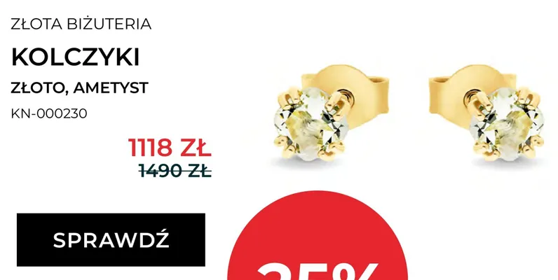 Kolczyki złoto ametyst Briju promocja w Briju