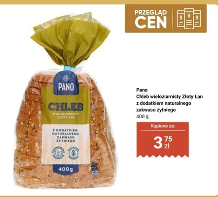 Chleb wieloziarnisty Złoty Łan z dodatkiem naturalnego zakwasu żytniego Pano promocja w Biedronka