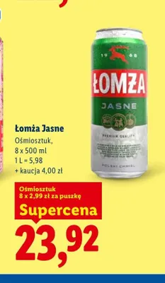 Piwo Łomża Jasne 8-pak 500 ml promocja w Lidl