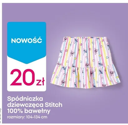 Spódniczka dziewczęca Stitch 100% bawełny rozmiary 104-134cm promocja w Pepco