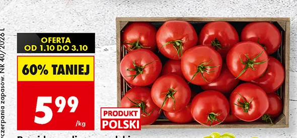 Pomidory malinowe polskie promocja w Biedronka