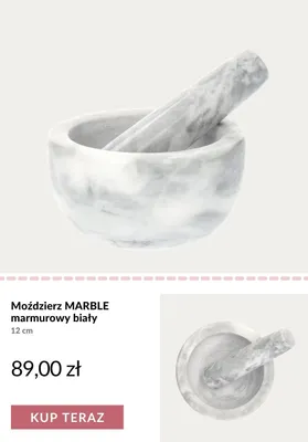 Moździerz marmurowy biały MARBLE 12 cm promocja w Homla