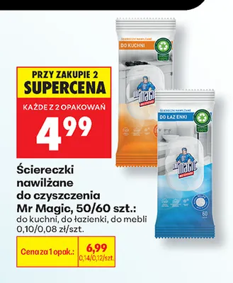 Ściereczki nawilżane do czyszczenia Mr Magic do łazienki promocja w Biedronka