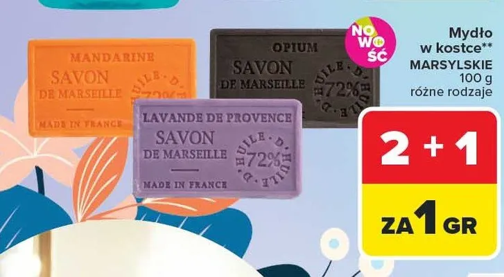 Mydło w kostce marsylskie różne rodzaje promocja w Carrefour