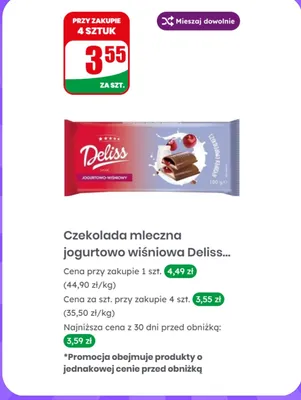 Czekolada mleczna jogurtowo wiśniowa promocja w Dino