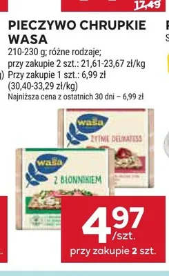 Pieczywo chrupkie Wasa Żytnie Delikatess promocja w Stokrotka