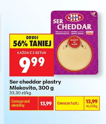 Ser cheddar plastry Mlekovita promocja w Biedronka