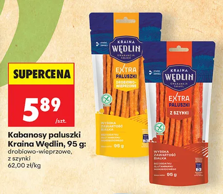 Kabanosy paluszki drobiowo-wieprzowe Kraina Wędlin promocja w Biedronka