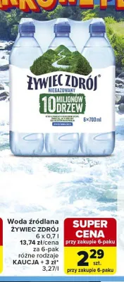Woda źródlana ŻYWIEC ZDRÓJ 6-pak 0,7l promocja w Carrefour