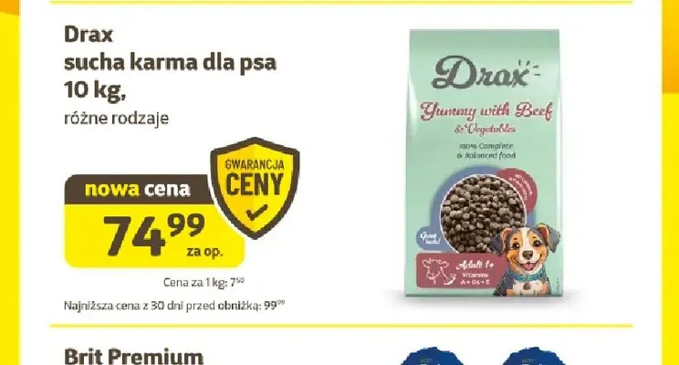 Sucha karma dla psa Drax promocja w Super Zoo