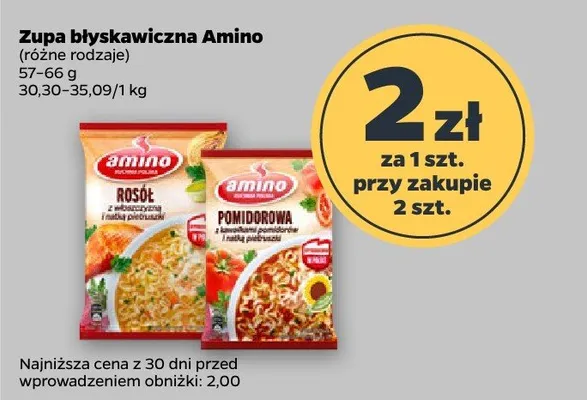 Zupa błyskawiczna różne rodzaje Amino promocja w Netto