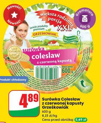 Surówka Coleslaw z czerwonej kapusty promocja w Dino
