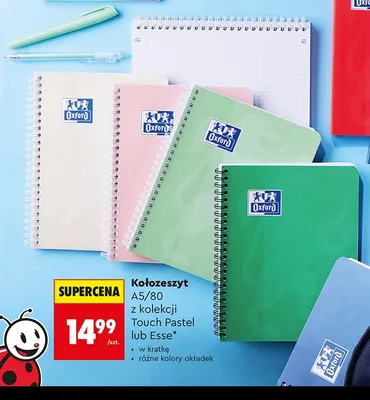 Kołozeszyt Oxford A5/80 Touch Pastel promocja w Biedronka