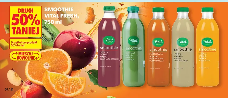 Smoothie jabłko malina czarna porzeczka promocja w Biedronka