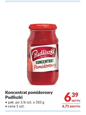 Koncentrat pomidorowy Pudliszki promocja w Makro